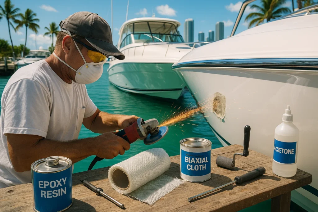 boat deck repair fiberglass