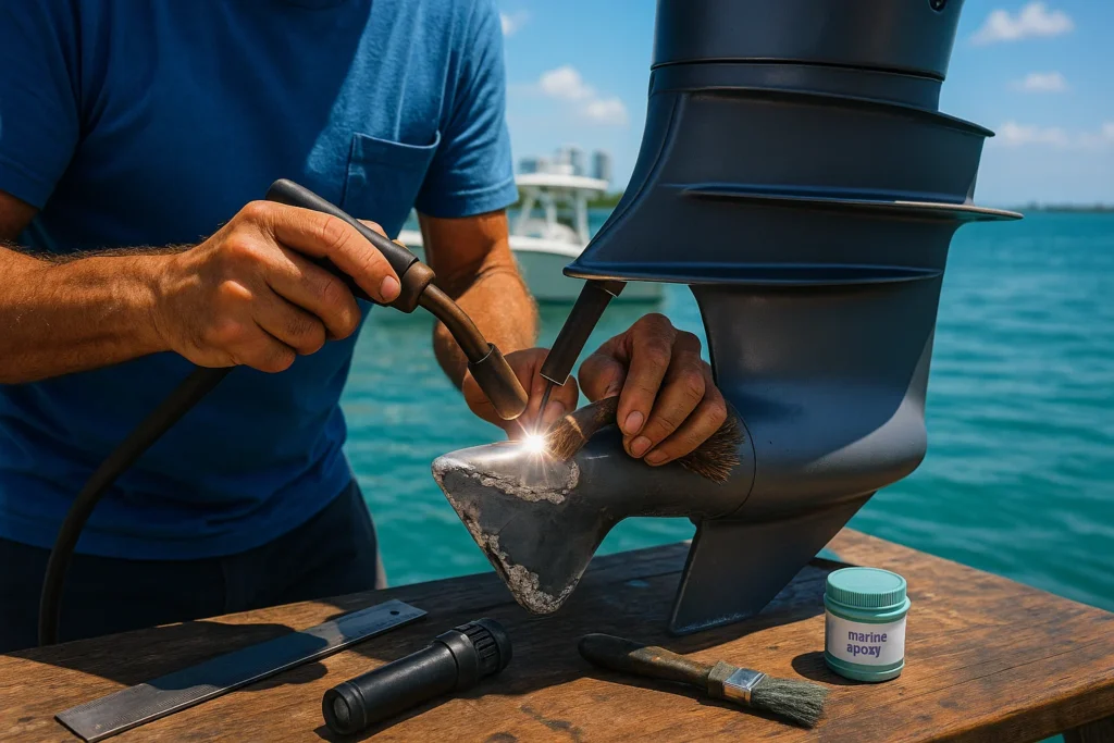 outboard motor skeg repair
