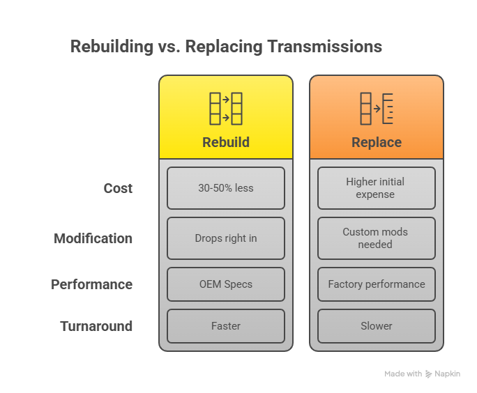 Rebuilding vs. Replacing Transmissions Rebuilding vs. Replacing Transmissions