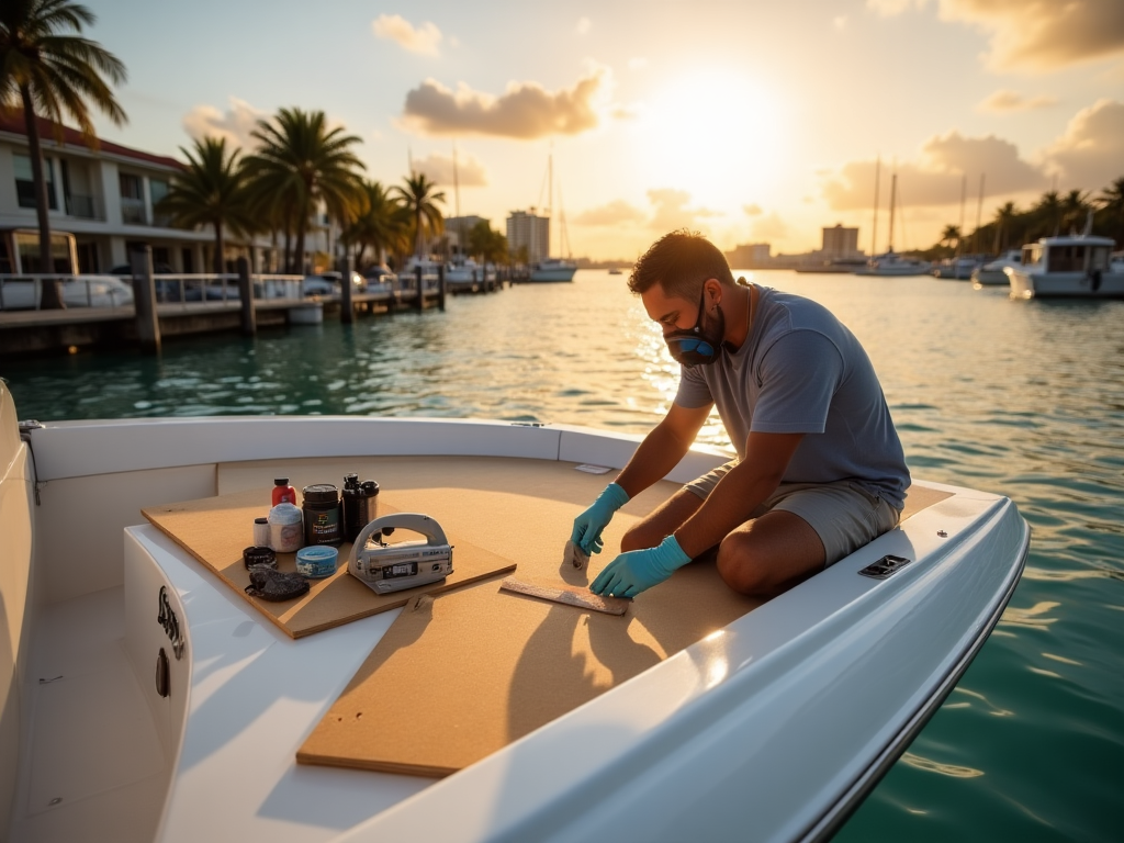 repair floor in fiberglass boat