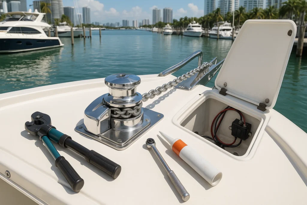 boat anchor winch installation