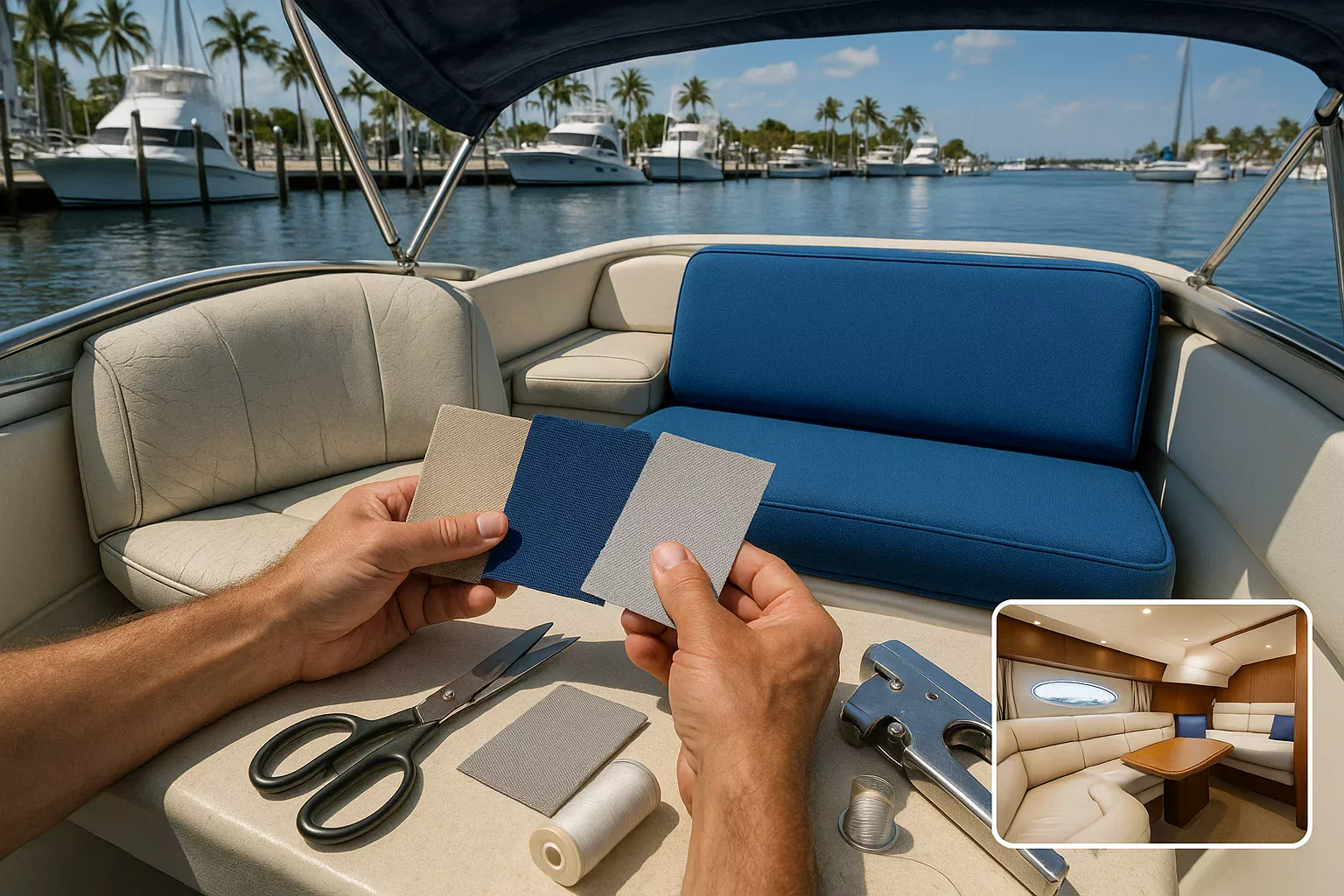 Marine upholstery materials ranked by water resistance