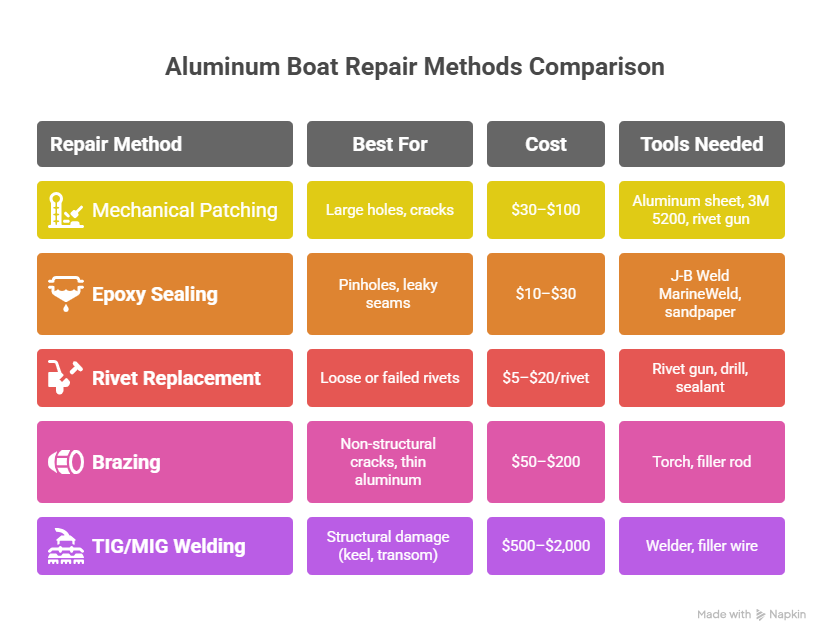 Aluminum Boat Repair Methods Comparison