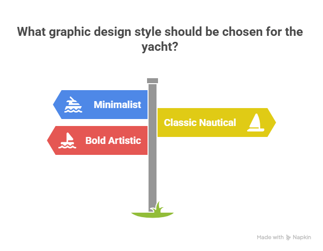 What graphic design style should be chosen for the yacht?
